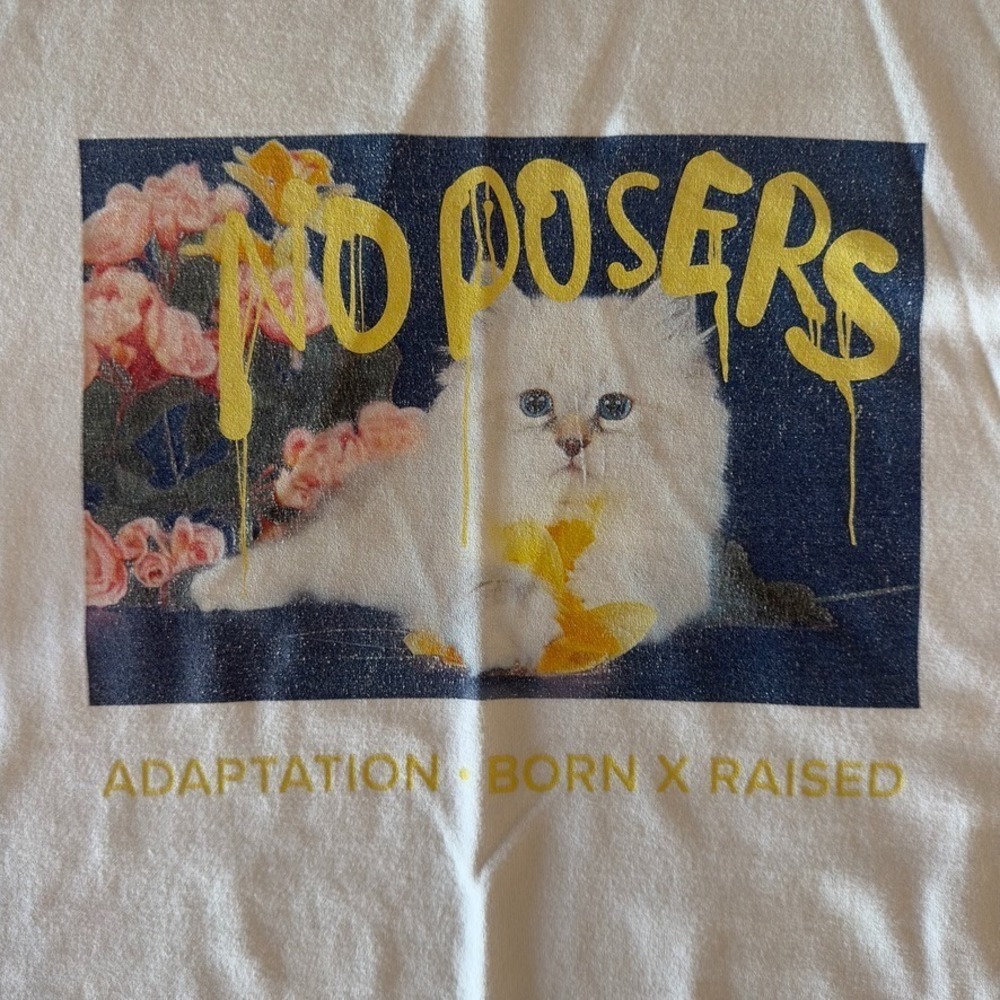 Limited Edition Adaptation & Born x Raised 'No Posers' Kitty Tee-Barneys NY-Sz S - Picture 3 of 13